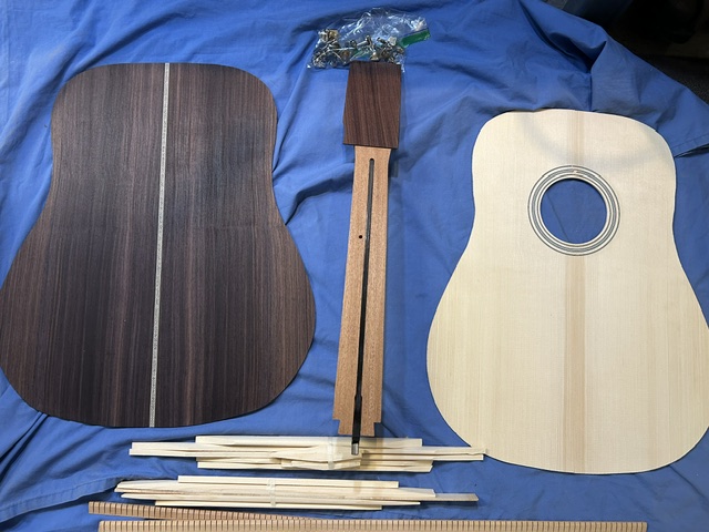Martin style HD 28 kit East Indian rosewood and AAA red spruce top with Old style grained Ivroid - Image 4