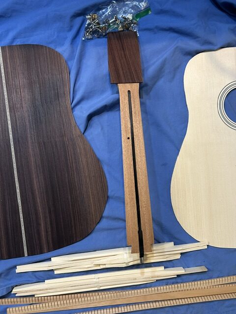 Martin style HD 28 kit East Indian rosewood and AAA red spruce top with Old style grained Ivroid - Image 7